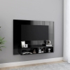 Mueble TV de pared contrachapado negro brillante 120x23,5x90 cm