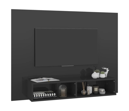 Mueble TV de pared contrachapado gris brillante 120x23,5x90 cm