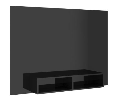 Mueble TV de pared contrachapado negro brillante 135x23,5x90 cm