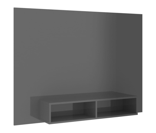 Mueble TV de pared contrachapado gris brillante 135x23,5x90 cm