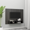 Mueble TV de pared contrachapado gris brillante 135x23,5x90 cm