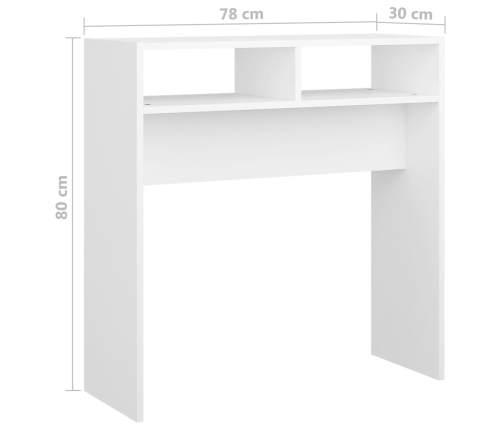 Mesa consola madera de ingeniería blanco 78x30x80 cm