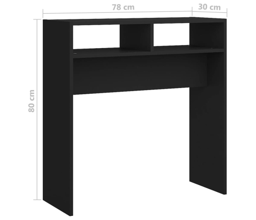 Mesa consola de madera contrachapada negro 78x30x80 cm