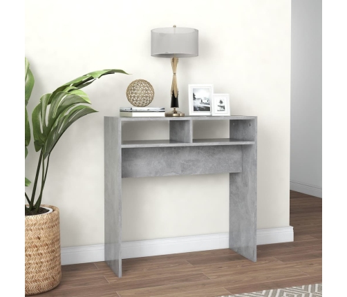 Mesa consola madera de ingeniería gris hormigón 78x30x80 cm