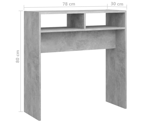 Mesa consola madera de ingeniería gris hormigón 78x30x80 cm