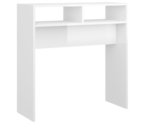 Mesa consola madera de ingeniería blanco brillo 78x30x80 cm