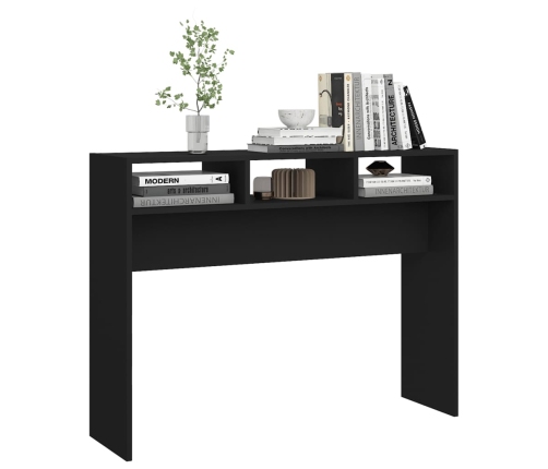 Mesa consola madera contrachapada negro 105x30x80 cm