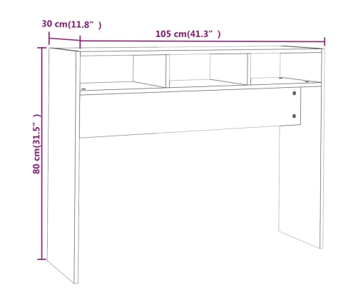 Mesa consola madera contrachapada negro 105x30x80 cm