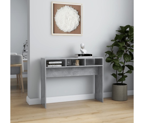 Mesa consola madera de ingeniería gris hormigón 105x30x80 cm