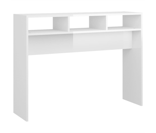 vidaXL Mesa consola madera de ingeniería blanco brillo 105x30x80 cm