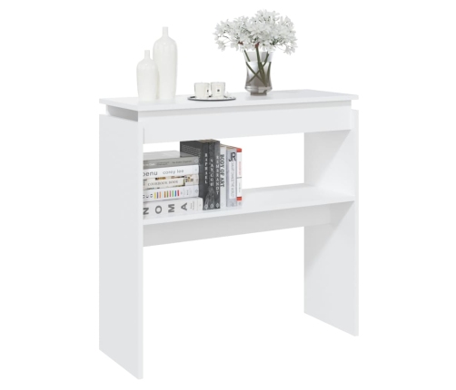 Mesa consola madera de ingeniería blanca 80x30x80 cm