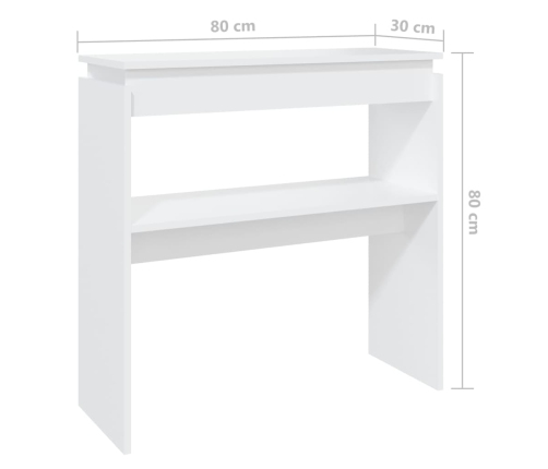 Mesa consola madera de ingeniería blanca 80x30x80 cm