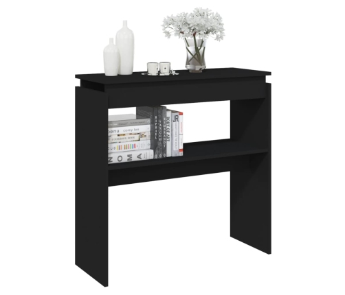 vidaXL Mesa consola madera contrachapada negro 80x30x80 cm