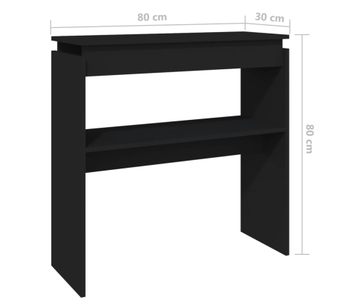 vidaXL Mesa consola madera contrachapada negro 80x30x80 cm