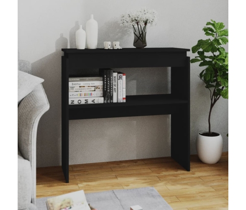 vidaXL Mesa consola madera contrachapada negro 80x30x80 cm