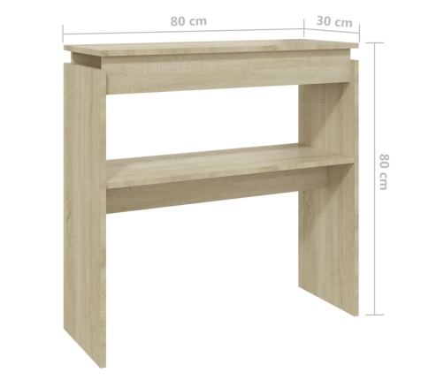 Mesa consola madera contrachapada roble Sonoma 80x30x80 cm