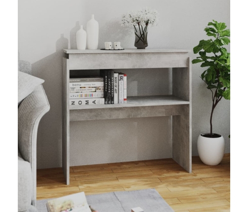 vidaXL Mesa consola madera de ingeniería gris 80x30x80 cm