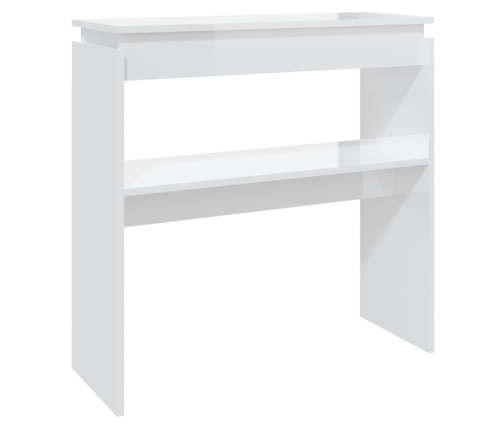 vidaXL Mesa consola madera contrachapada blanco brillante 80x30x80 cm