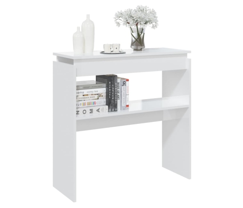 vidaXL Mesa consola madera contrachapada blanco brillante 80x30x80 cm