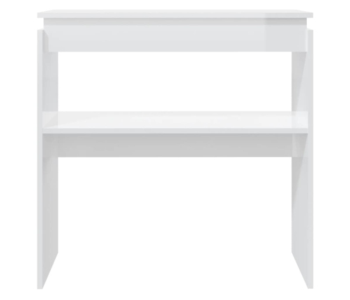 vidaXL Mesa consola madera contrachapada blanco brillante 80x30x80 cm