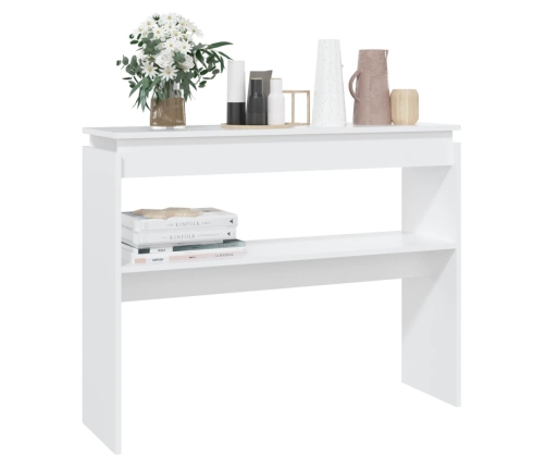 Mesa consola madera de ingeniería blanca 102x30x80 cm