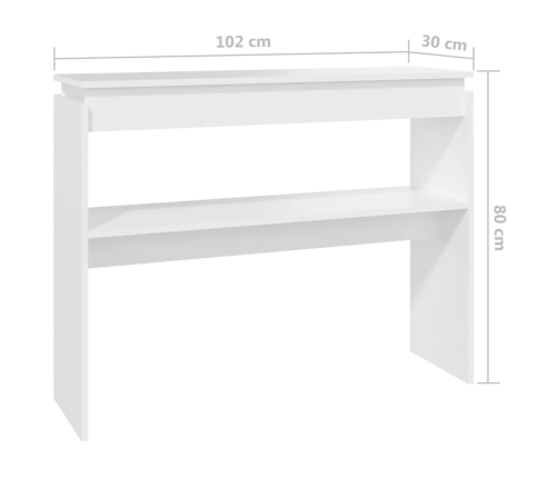 Mesa consola madera de ingeniería blanca 102x30x80 cm