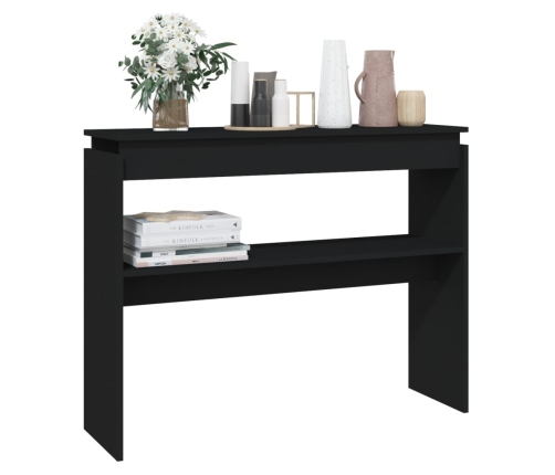 Mesa consola madera contrachapada negro 102x30x80 cm