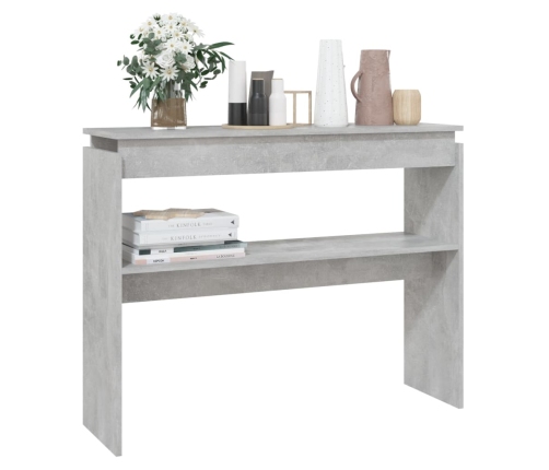 vidaXL Mesa consola madera contrachapada gris hormigón 102x30x80 cm