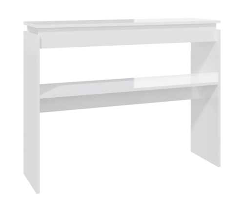 vidaXL Mesa consola madera contrachapada blanco brillante 102x30x80 cm