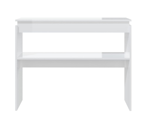 vidaXL Mesa consola madera contrachapada blanco brillante 102x30x80 cm