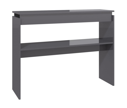 Mesa consola madera contrachapada gris brillante 102x30x80 cm