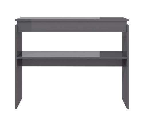 Mesa consola madera contrachapada gris brillante 102x30x80 cm