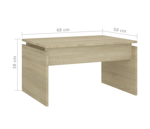 Mesa de centro madera contrachapada roble Sonoma 68x50x38 cm