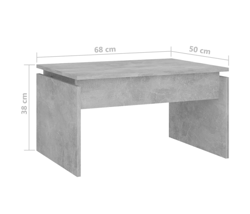 vidaXL Mesa de centro madera contrachapada gris hormigón 68x50x38 cm