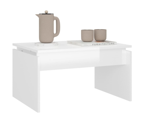 vidaXL Mesa de centro madera contrachapada blanco brillante 68x50x38cm