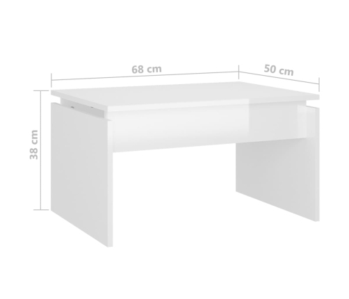 vidaXL Mesa de centro madera contrachapada blanco brillante 68x50x38cm