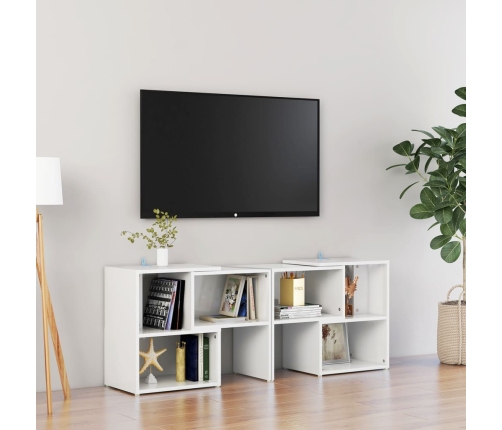 Mueble de TV madera contrachapada blanco brillante 104x30x52 cm