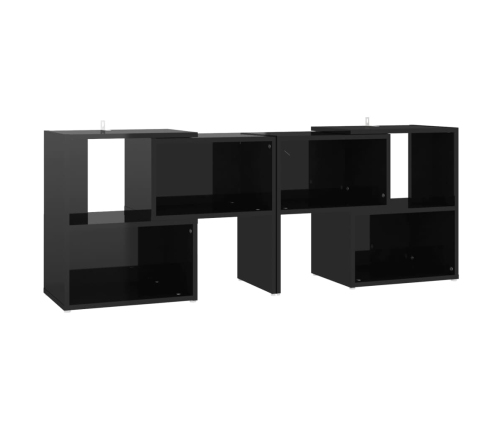 Mueble de TV madera contrachapada negro brillante 104x30x52 cm