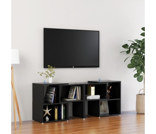 Mueble de TV madera contrachapada negro brillante 104x30x52 cm