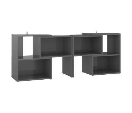 vidaXL Mueble de TV madera contrachapada gris brillante 104x30x52 cm