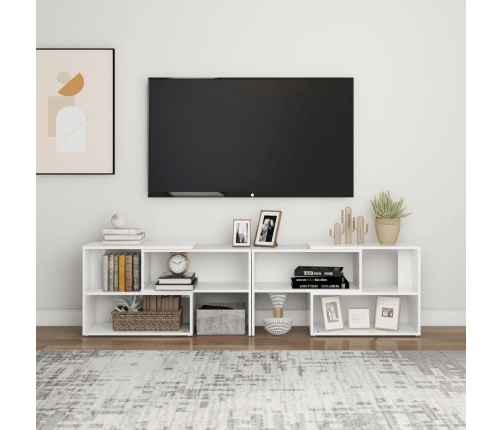 vidaXL Mueble de TV madera contrachapada blanco 149x30x52 cm