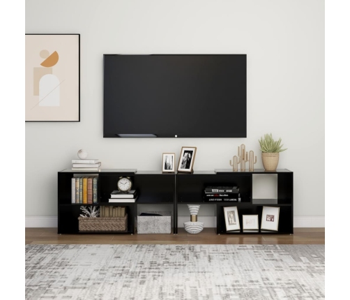 Mueble de TV madera contrachapada negro 149x30x52 cm