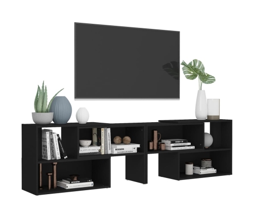 Mueble de TV madera contrachapada negro 149x30x52 cm