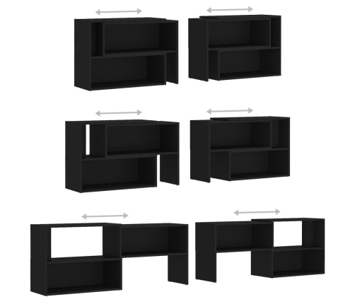 Mueble de TV madera contrachapada negro 149x30x52 cm