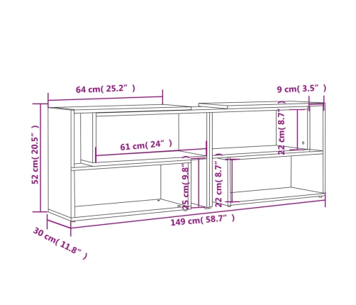 Mueble de TV madera contrachapada negro 149x30x52 cm