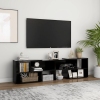 Mueble de TV madera contrachapada negro 149x30x52 cm