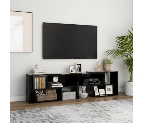 Mueble de TV madera contrachapada negro 149x30x52 cm