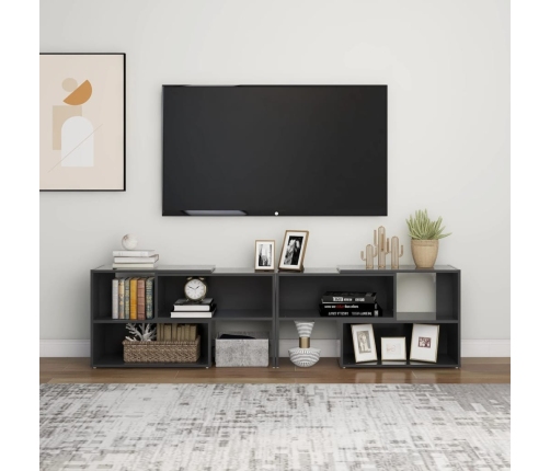 Mueble de TV madera contrachapada gris 149x30x52 cm