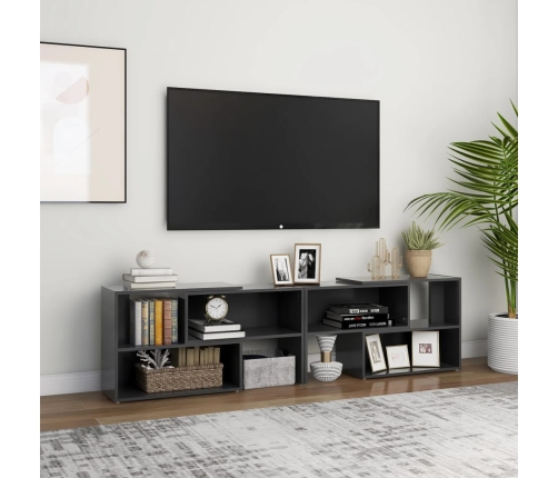 Mueble de TV madera contrachapada gris 149x30x52 cm