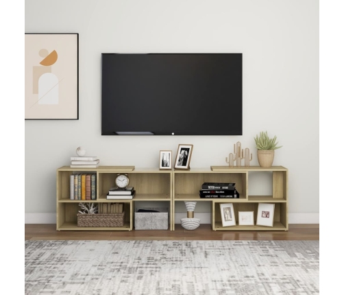 Mueble de TV madera contrachapada roble Sonoma 149x30x52 cm